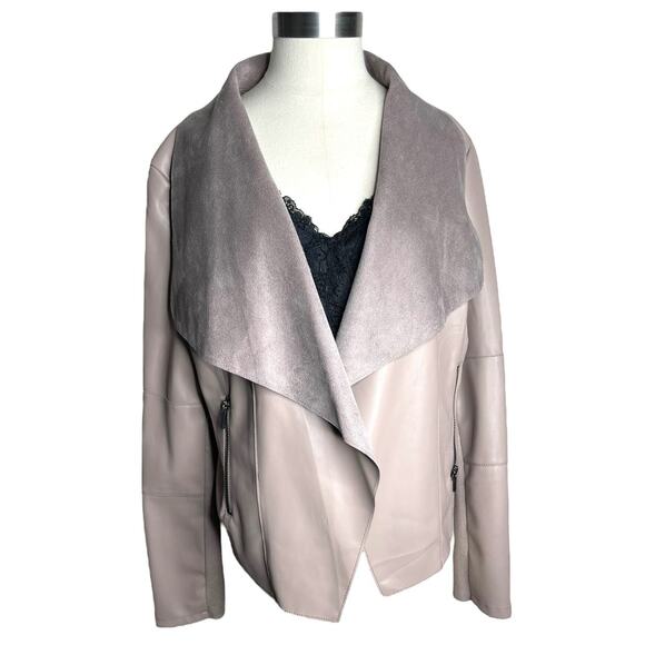 Bagatelle Collection Faux Leather Jacket Pink Open Front Women's Size Large - Picture 1 of 12